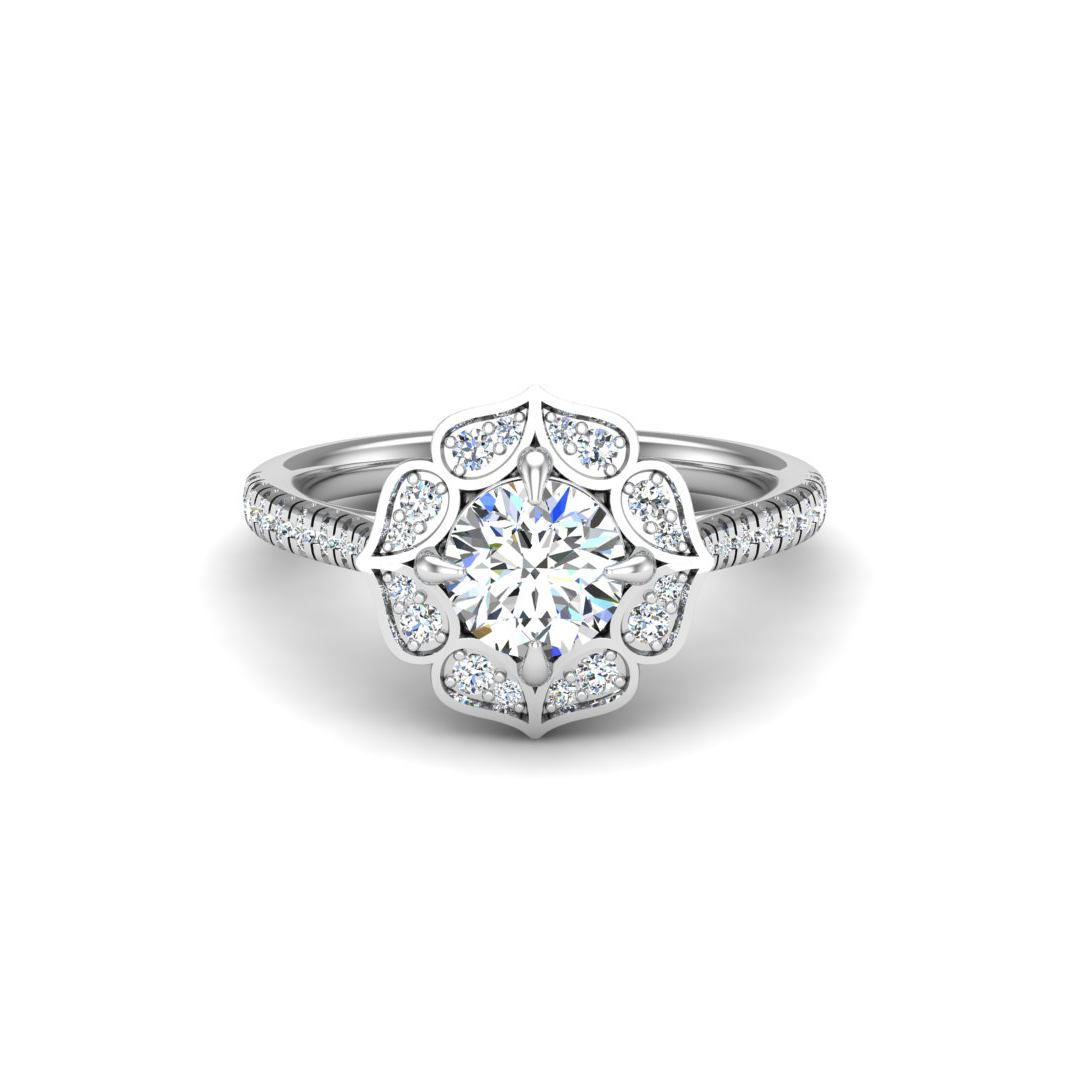 Kinsley Flower Halo Engagement Ring